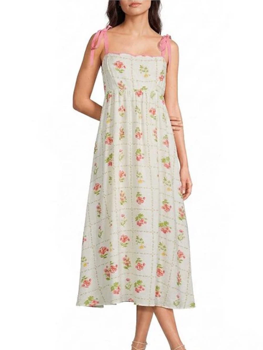 NWT Blu Pepper Floral Scallop Shoulder Ties Dress